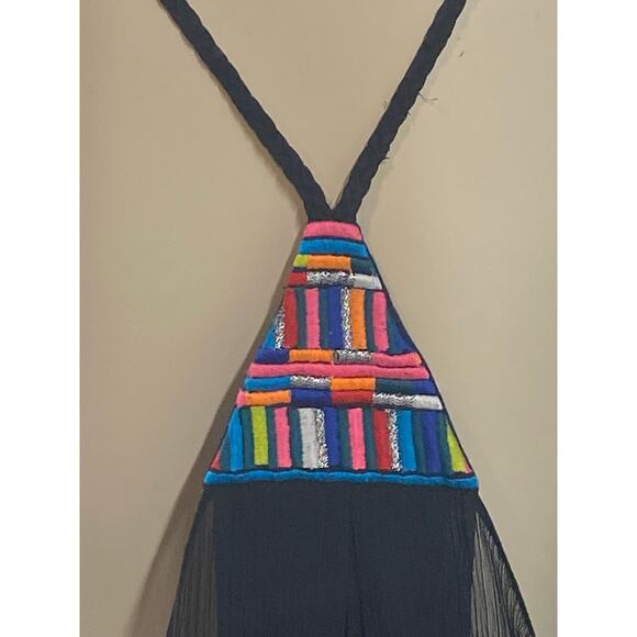 Mara Hoffman Swim Women's One Size Swimsuit Cover Up Dress Black Boho Embroidery - Picture 5 of 6